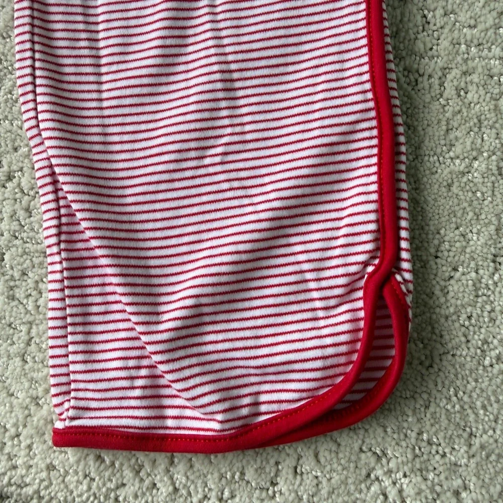Lake Pajama Set Women XXS Red White Striped Pima Cotton Long Sleeve Loungewear